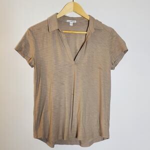 Standard James Perse light brown lightweight Cotton/Model Burnout casual Shirt